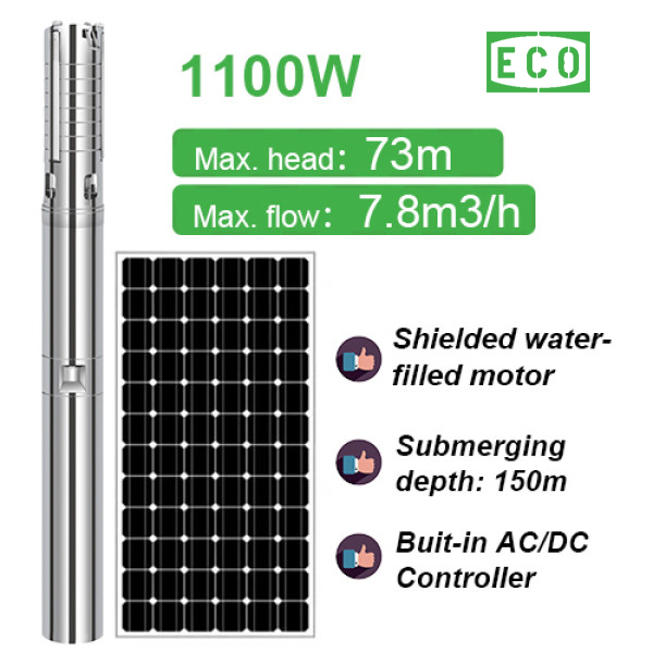 AC/DC Solar water-filled motor pump Shielded solar power submersible pump solar borewell pump for sale