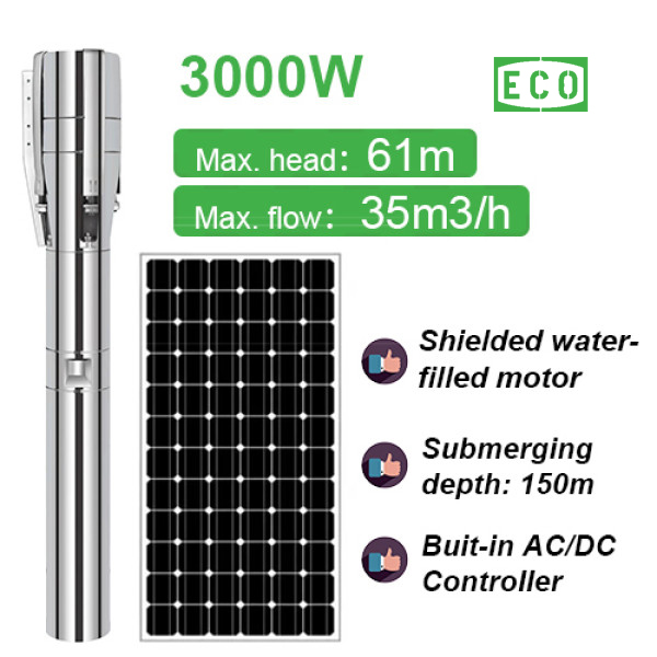 3000W Large Flow AC/DC solar powered well pump system 5 hp solar pump price solar bore pump for irrigation solar pump manufacturer